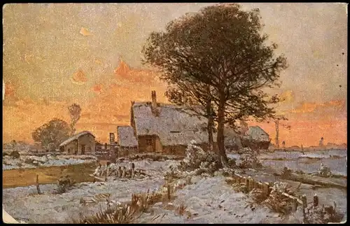 Ansichtskarte  Künstlerkarte (Art) Motiv Landschaft mit Winter-Stimmung 1915