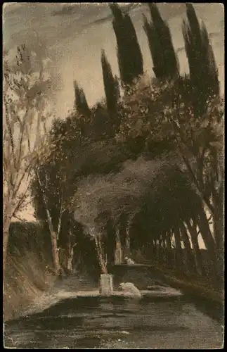 Ansichtskarte  Künstlerkarte (Art) Kunst Motiv Landschaft mit Bäumen 1920
