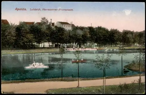 Ansichtskarte Herressen-Sulzbach-Apolda Lohteich, Herressener Promenade. 1913