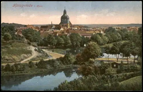 Ansichtskarte Harzgerode Partie an der Stadt 1912