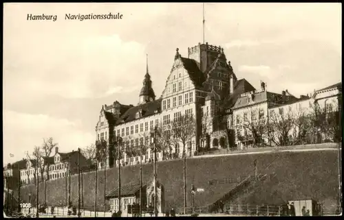 Ansichtskarte St. Pauli-Hamburg Navigationsschule - Repro 2002