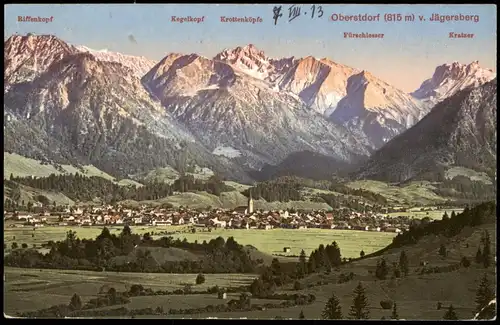 Ansichtskarte Oberstdorf (Allgäu) Blick auf die Stadt 1913