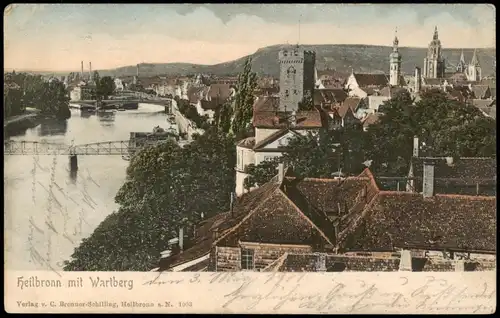 Ansichtskarte Heilbronn Stadt vom Wartberg 1904