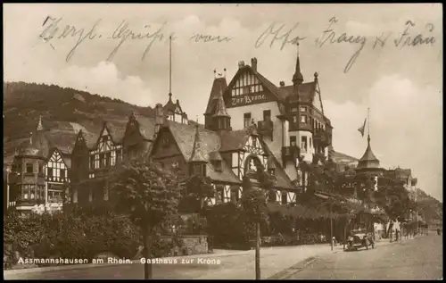 Assmannshausen am Rhein-Rüdesheim (Rhein) Gasthaus zur Krone 1927