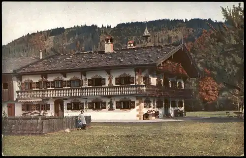 Ansichtskarte Tegernsee (Stadt) Bauernhaus, Bemalung 1917  Stempel Oberweißbach