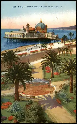 CPA Nizza Nice Jardin Public. Palais de la jetée 1928