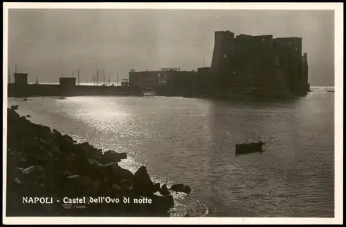 Cartoline Neapel Napoli Castel dell' Ovo di notte 1940