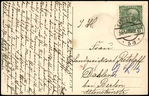 Postcard Karlsbad Karlovy Vary Stadtpartie 1913