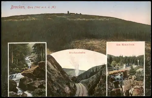 Ansichtskarte Wernigerode Brocken, Brockenbahn, Eckerloch 1927