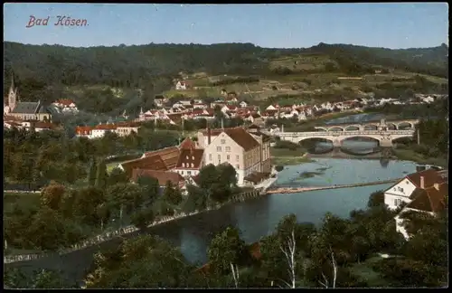 Ansichtskarte Bad Kösen Stadt, Brücken und Wehr 1914