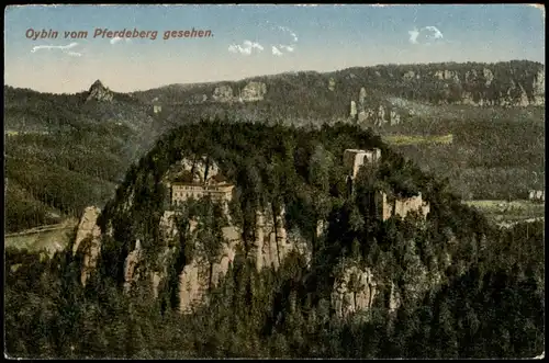 Ansichtskarte Oybin Oybin vom Pferdeberg gesehen. 1912