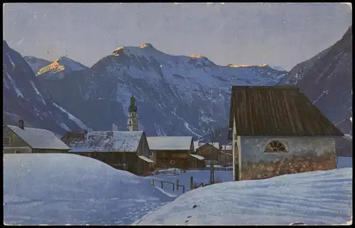 Ansichtskarte  Stimmungsbild: Dorf Alpen Winterlandschaft Photochromie 1912