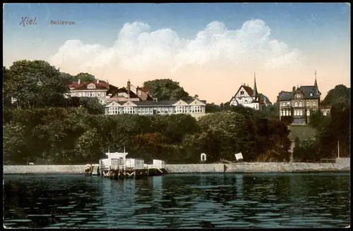 Ansichtskarte Kiel Bellevue. 1917  gel. Feldpost Marine-Schiffspost