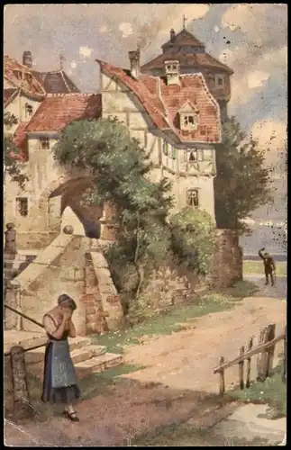 Künstlerkarte: Gemälde / Kunstwerke E. Schlemo Weh daß wir scheiden müssen 1920