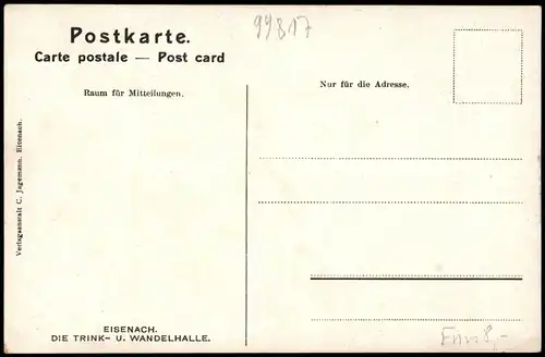 Ansichtskarte Eisenach DIE TRINK- U. WANDELHALLE. Villen 1909