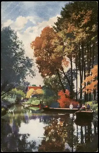 Ansichtskarte  Stimmungsbild: Ort Boote auf dem Fluß Herbst 1912