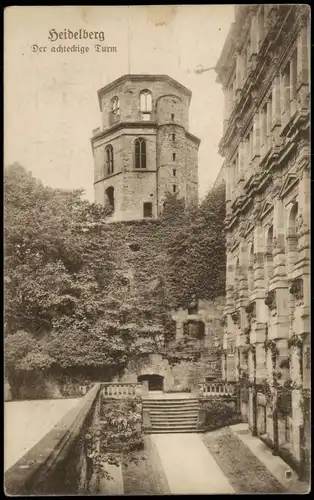 Ansichtskarte Heidelberg Schloss Der achteckige Turm 1920