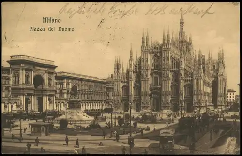 Cartoline Mailand Milano Piazza del Duomo, Verkehr 1920