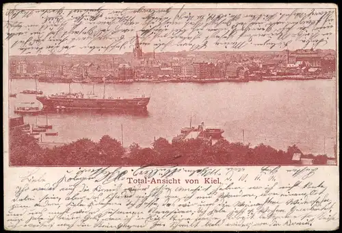 Ansichtskarte Kiel Stadt, Frachtschiff 1901