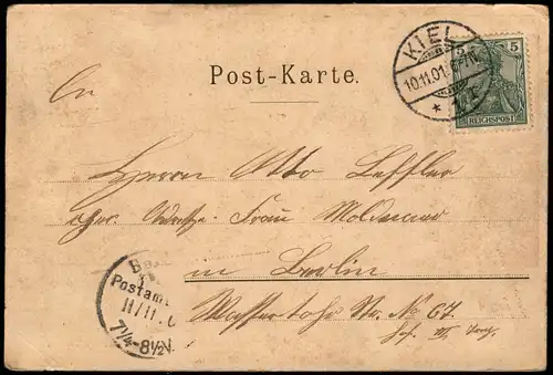 Ansichtskarte Kiel Stadt, Frachtschiff 1901