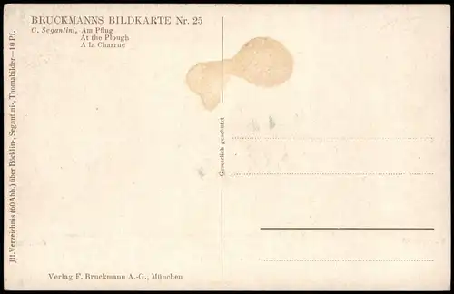 G. Segantini, Am Pflug At the Plough Künstlerkarte: Gemälde / Kunstwerke 1913
