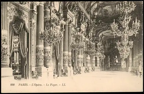 CPA Paris L'Opéra Le Foyer, Oper Innenansicht 1910