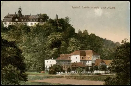 Ansichtskarte Lichtenwalde-Niederwiesa Lichtenwalde und Mühle. 1912