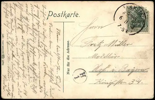 Ansichtskarte .Thüringen Partie an der Schwarza mit Kirchfelsen 1911