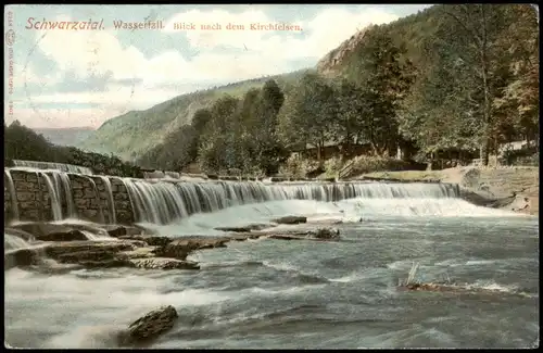 .Thüringen Schwarzatal. Wasserfall. Blick nach dein Kirchfelsen. 1908