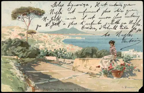 Cartoline Neapel Napoli Dalla collina di Posillipo - Künstlerkarte# 1904