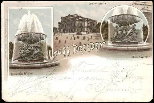Ansichtskarte Litho Neustadt Dresden Albertplatz MB 1898 ge Mischfrankatur D/CZ
