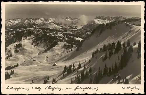 Ansichtskarte Bad Hindelang Skigebiet - Stimmungsbild Fotokunst 1935
