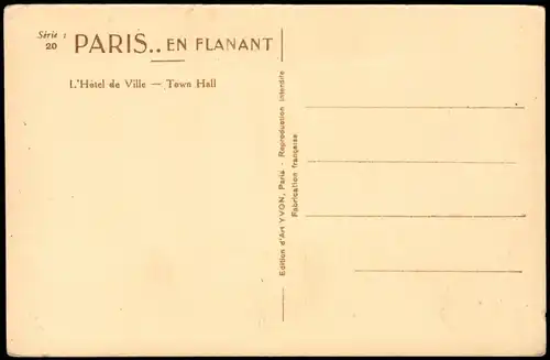 CPA 9. Hôtel de Ville-Paris L' Hotel de Ville Town Hall 1920