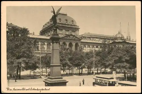 Ansichtskarte Wien Universität, Straßenbahn 1935