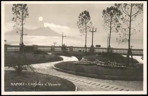 Cartoline Neapel Napoli Litoranea e Vesuvio, Stimmungsbild Fotokarte 1930