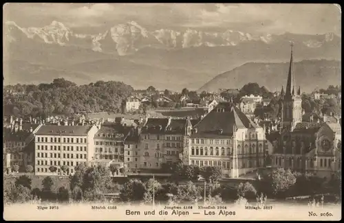 Ansichtskarte Bern (Schweiz) Berne Stadt und die Alpen 1912