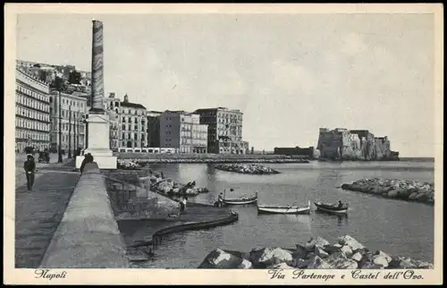 Cartoline Neapel Napoli Via Partenope e Castel dell'Opo 1920
