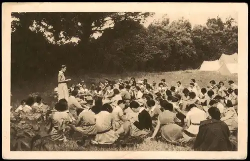 CPA .Frankreich Frankreich Camp de Cheftaines Palabre matinale 1937