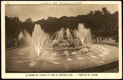 Versailles LE BASSIN DE LATONE UN JOUR DE GRANDES EAUX FOUNTAIN 1920