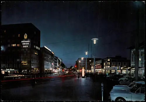 Münster (Westfalen) Partie am Hauptbahnhof am Abend / bei Nacht 1970