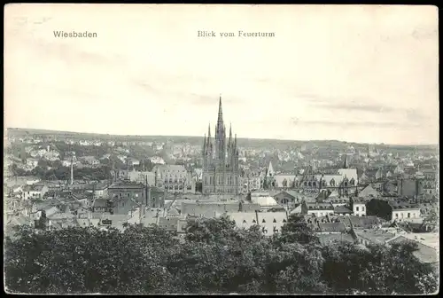 Ansichtskarte Wiesbaden Blick vom Feuerturm auf die Stadt 1913