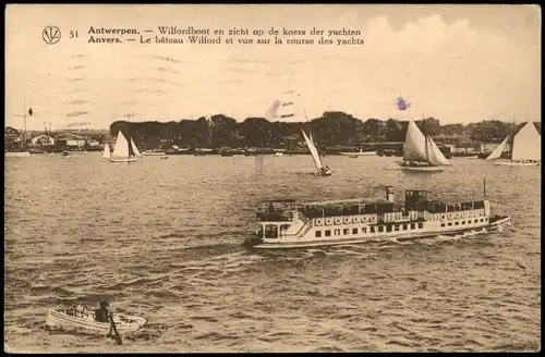 Antwerpen Anvers Wilfordboot en zicht op de koers der yachten 1929