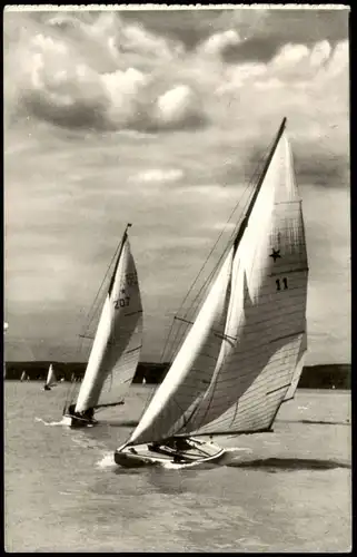 Postcard .Ungarn Balaton Segler bei Sturm, Vihar a Balatonon 1959