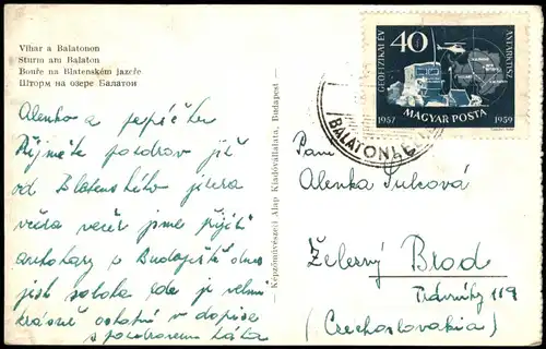 Postcard .Ungarn Balaton Segler bei Sturm, Vihar a Balatonon 1959