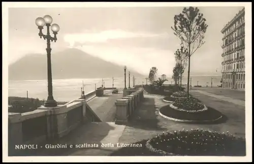 Cartoline Neapel Napoli Giardini e scalinata della Litoranea 1930