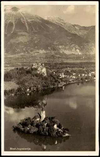 Postcard Bled Veldes Bled z Osojnice. Stol (2236 m) Jugoslavija 1930