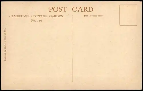 Postcard Cambridge CAMBRIDGE COTTAGE GARDEN 1920