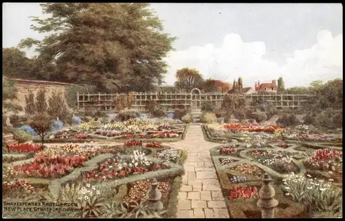 Stratford-upon-Avon SNAKESPEARE'S KNOT GARDEN, Künstlerkarte 1930