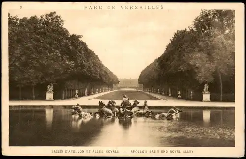 CPA Versailles APOLLO' S BASIN AND ROYAL ALLEY Schloss Garten 1920