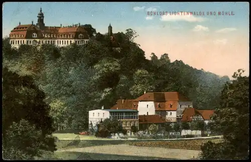 Ansichtskarte Lichtenwalde-Niederwiesa Lichtenwalde und Mühle. 1912